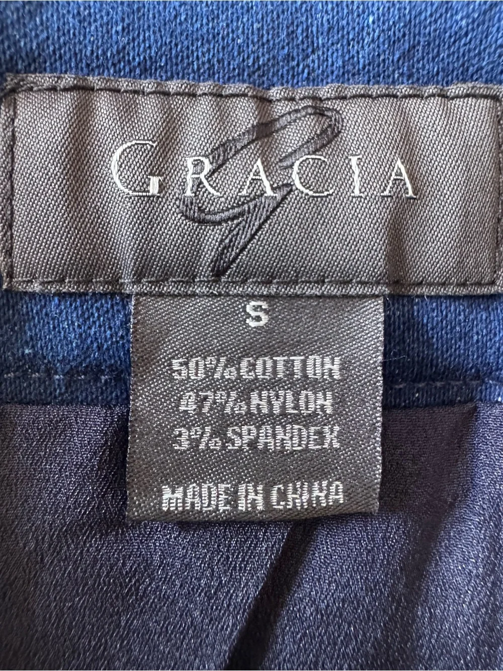 Gracia Two-Tone Blue Patchwork Pencil Skirt